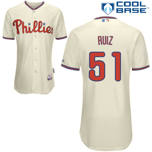 Carlos Ruiz #51 Youth Baseball Jersey-Philadelphia Phillies Authentic Alternate White Cool Base Home MLB Jersey
